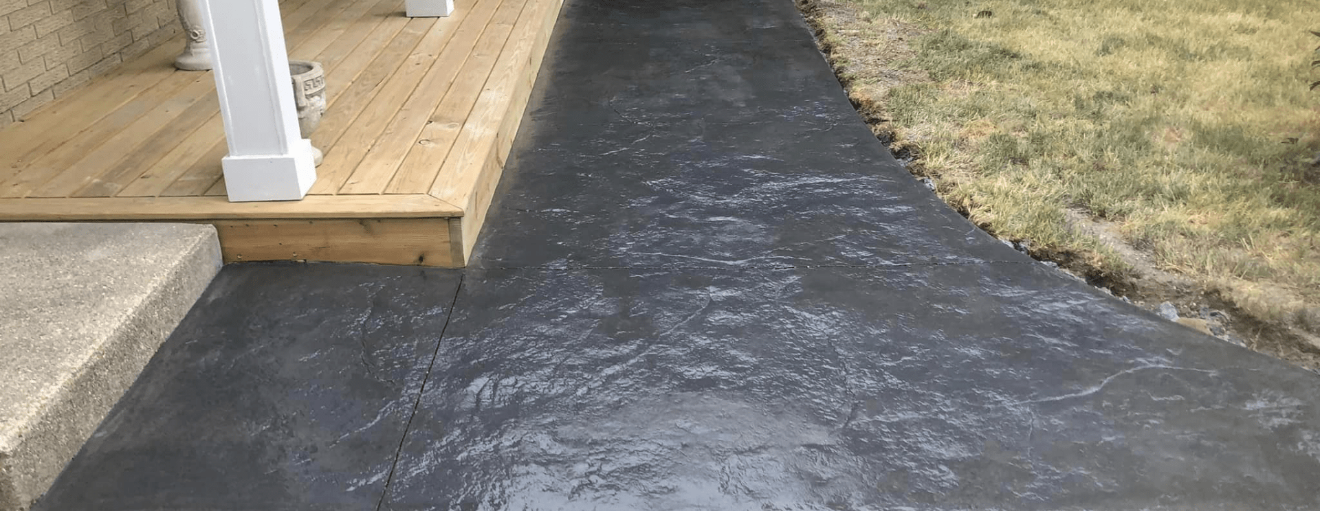 A decorative concrete walkway.