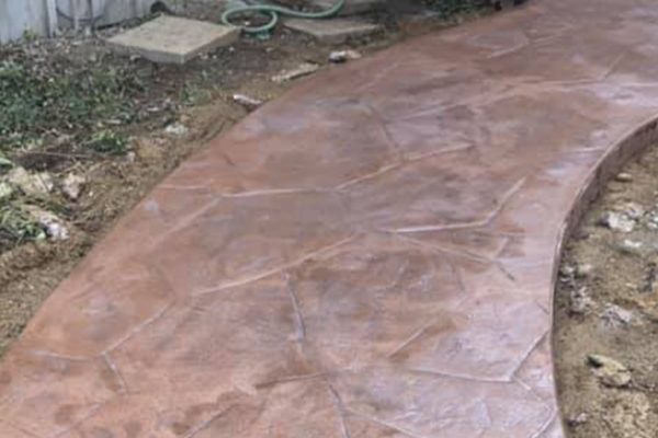 A decorative concrete walkway.