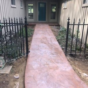 A decorative concrete walkway.