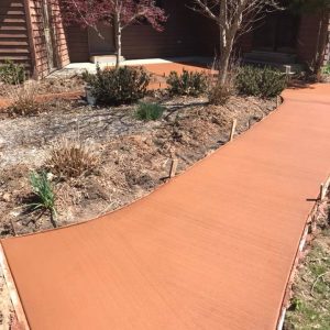 A decorative concrete walkway.