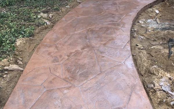 A decorative concrete walkway.