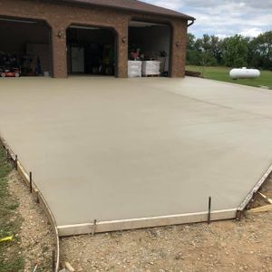 A concrete driveway.