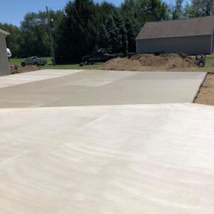 A concrete driveway.