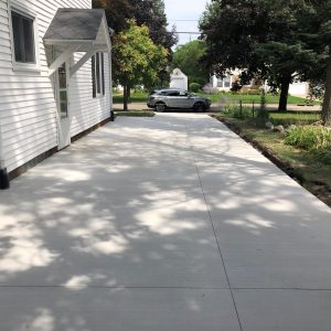 A concrete driveway.