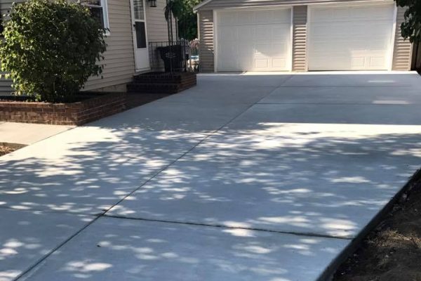 A concrete driveway.