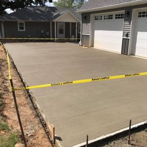 A concrete driveway.