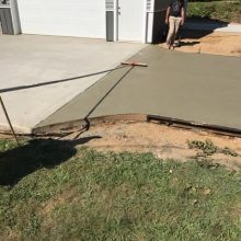 A concrete driveway.