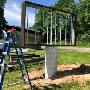 The construction work for the Delton Moose Lodge sign.