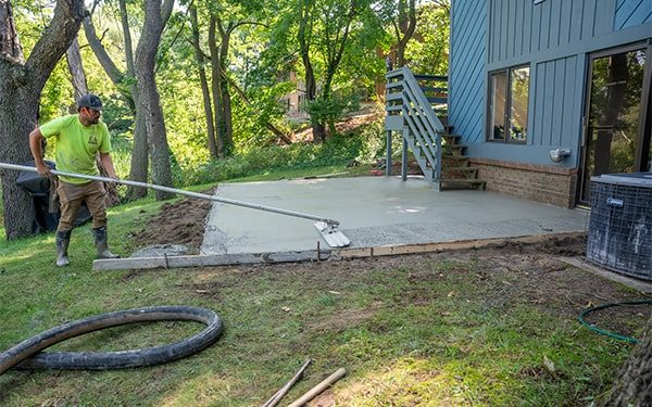 A concrete patio for an office building.