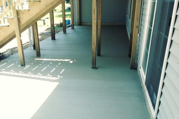 A concrete patio.