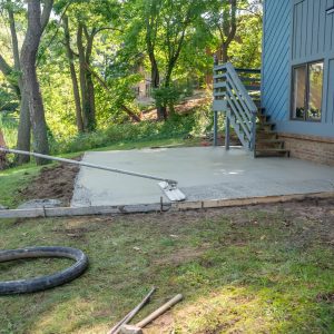 A concrete patio.