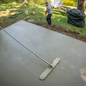 A concrete patio.