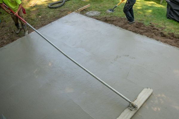 A concrete patio.