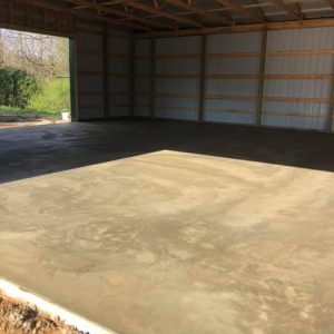 A concrete pole barn floor.