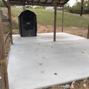 A concrete pole barn floor.