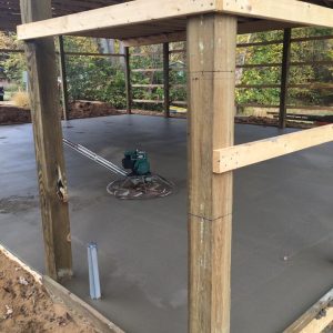 A concrete pole barn floor.