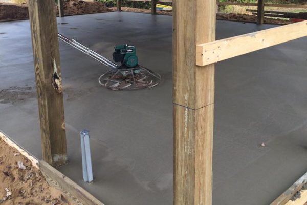 A concrete pole barn floor.