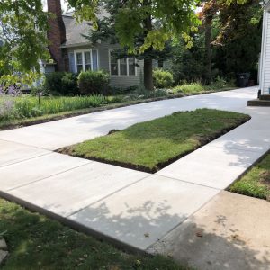 A concrete sidewalk.