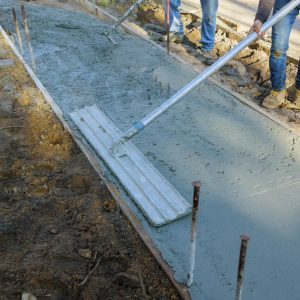 A concrete sidewalk.