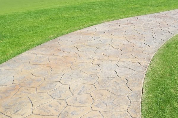 A stamped concrete walkway.