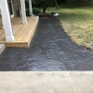 A stamped concrete walkway.