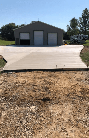 A concrete driveway.