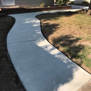 A concrete sidewalk.